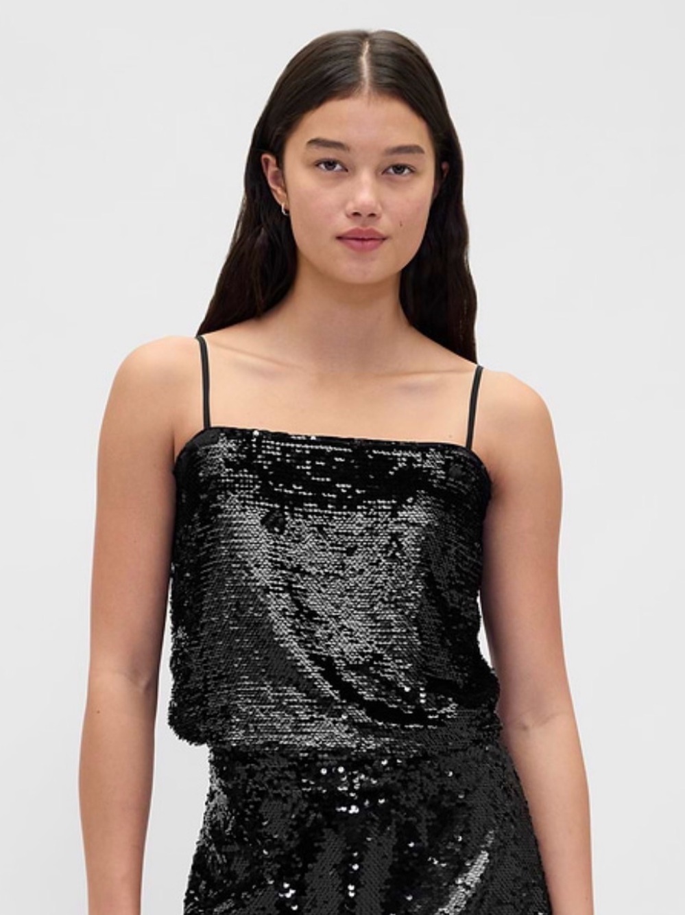 NWT Gap Black Sequin Cami Crop Top